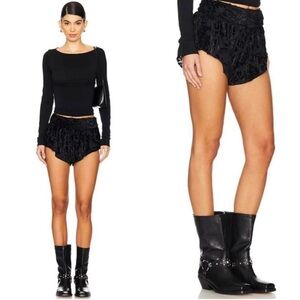Free People Black Snow Angel Micro Shorts - Small